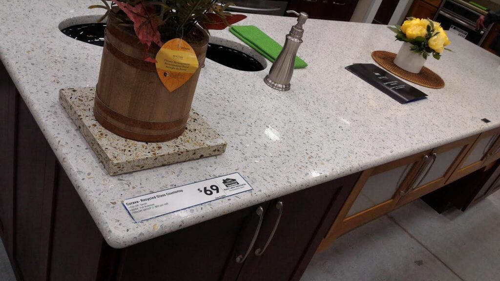 Recycled glass surface for sale at Lowe's